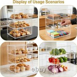 3-Tier Acrylic Pastry Display Case with Dustproof Door Perfect for Bakeries