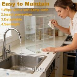 3-Tier Acrylic Pastry Display Case with Dustproof Door Perfect for Bakeries