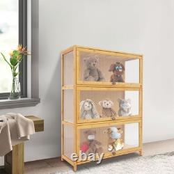 3 Tiers Display Cabinet, Toys Display Shelf Case, Large Capacity Storage Cabinet