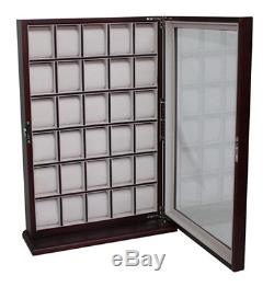 30 Watch Cherry Wood Display Wall Case Stand Rosewood Storage Organizer Box Hang