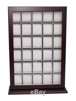 30 Watch Cherry Wood Display Wall Case Stand Rosewood Storage Organizer Box Hang