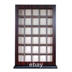 30 Watch Ebony Wood Display Wall Case Stand Storage Organizer Box