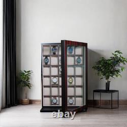 30 Watch Ebony Wood Display Wall Case Stand Storage Organizer Box