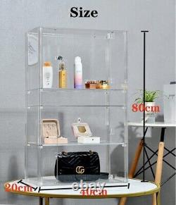 31.5 Crystal Acrylic Display Case For Store with Lock and Key Four-tier