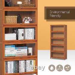 32 Bamboo Flip-Up ACRYLIC DOORS 5-Tier Book Storage Cabinet Home Display Case