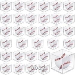 32 Pc Clear Acrylic Baseball Display Cube UV Protected Autograph Holder Stand
