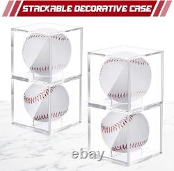 32 Pc Clear Acrylic Baseball Display Cube UV Protected Autograph Holder Stand