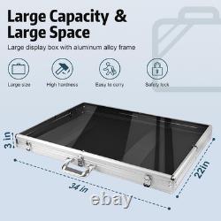 34x22 Trading Card Display Case Lockable Carry Storage Box Acrylic Panel