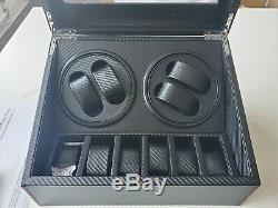 4+6 Automatic Motor Watch Winder Watches Carbon Fibre Storage Display Case Box