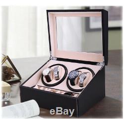 4+6 Automatic Rotation Leather Wood Watch Winder Storage Auto Display Case Box