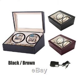 4+6 Automatic Rotation Leather Wood Watch Winder Storage Auto Display Case Box