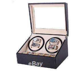 4+6 Automatic Rotation Leather Wood Watch Winder Storage Auto Display Case Box