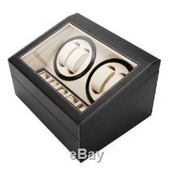 4+6 Automatic Rotation Leather Wood Watch Winder Storage Auto Display Case Box