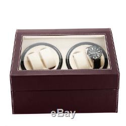 4+6 Automatic Rotation Leather Wood Watch Winder Storage Auto Display Case Box