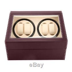 4+6 Automatic Rotation Leather Wood Watch Winder Storage Auto Display Case Box