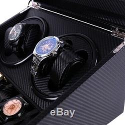 4+6 Automatic Rotation Watch Winder Leather Wood Storage Case Display Box Black