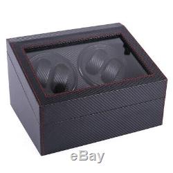 4+6 Automatic Rotation Watch Winder Leather Wood Storage Case Display Box Black