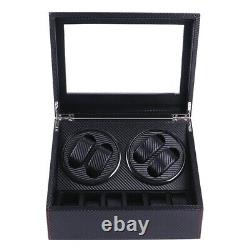 4+6 Automatic Rotation Watch Winder Leather Wood Storage Case Display Box US