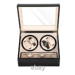 4+6 Automatic Watch Winder Box Rotating Display Case Storage for Men Women Black