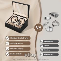 4+6 Automatic Watch Winder Box Rotating Display Case Storage for Men Women Black