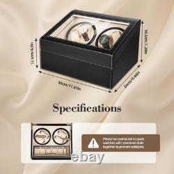 4+6 Automatic Watch Winder Box Rotating Display Case Storage for Men Women Black