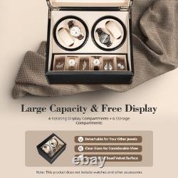 4+6 Automatic Watch Winder Box Rotating Display Case Storage for Men Women Black