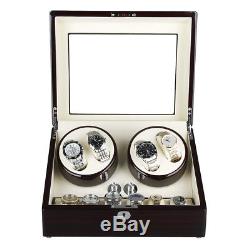 4+6 Automatic Wood Watch Winder Display Case Box Organizer Storage Holder Keys