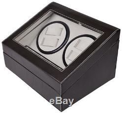 4 + 6 Brown Leather Watch Winder Storage Display Case Box Automatic Rotation New