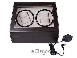 4 + 6 Brown Leather Watch Winder Storage Display Case Box Automatic Rotation New