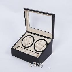 4+6 Display Case Box Automatic Watch Winder PU Dual Automatic Motor Storage