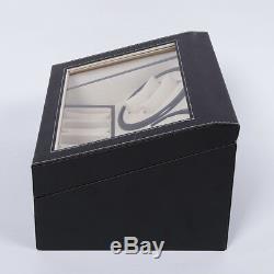 4+6 Display Case Box Automatic Watch Winder PU Dual Automatic Motor Storage