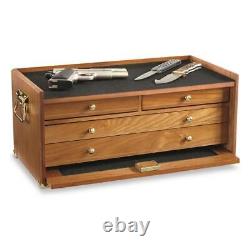 4 Drawer Safe Storage Base Oak Hardwood with Lock Contemporary Display Case Home