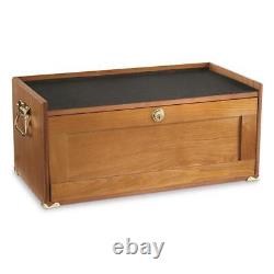 4 Drawer Safe Storage Base Oak Hardwood with Lock Contemporary Display Case Home