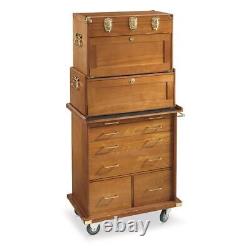 4 Drawer Safe Storage Base Oak Hardwood with Lock Contemporary Display Case Home