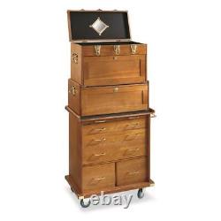 4 Drawer Safe Storage Base Oak Hardwood with Lock Contemporary Display Case Home