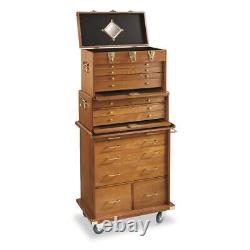 4 Drawer Safe Storage Base Oak Hardwood with Lock Contemporary Display Case Home