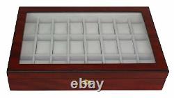 4 Less Co 24 WATCH WOOD DISPLAY CASE JEWELRY STORAGE BOX COLLECTOR GIFT CHE