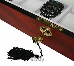 4 Less Co 24 WATCH WOOD DISPLAY CASE JEWELRY STORAGE BOX COLLECTOR GIFT CHE