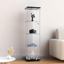 4 Shelf Glass Display Cabinet Glass Curio Cabinets Bookshelf Display Trophy Case