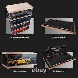 4 Tier 124 Scale Car Model Display Case Scene for Sports NASCAR Lego Collectors