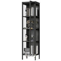 4-Tier Heavy Duty Clear Curio Display Cabinet Bookcase Trophy Case Storage Shelf