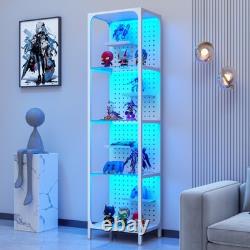 4-Tier LED Display Case for Collectibles Curio Cabinet Floor Lamp White 59 Inch