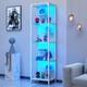 4-Tier LED Display Case for Collectibles Curio Cabinet Floor Lamp White 59 Inch