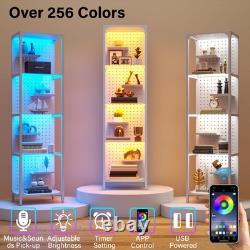 4-Tier LED Display Case for Collectibles Curio Cabinet Floor Lamp White 59 Inch