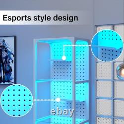 4-Tier LED Display Case for Collectibles Curio Cabinet Floor Lamp White 59 Inch