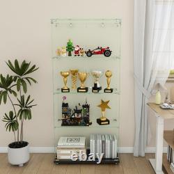 4-Tier Tempered Glass Display Case Curio Storage Cabinet with5 Dynamic LED Modes