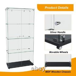 4-Tier Tempered Glass Display Case Curio Storage Cabinet with5 Dynamic LED Modes