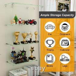 4-Tier Tempered Glass Display Case Curio Storage Cabinet with5 Dynamic LED Modes