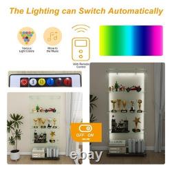 4-Tier Tempered Glass Display Case Curio Storage Cabinet with5 Dynamic LED Modes