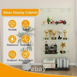 4-Tier Tempered Glass Display Case Curio Storage Cabinet with5 Dynamic LED Modes